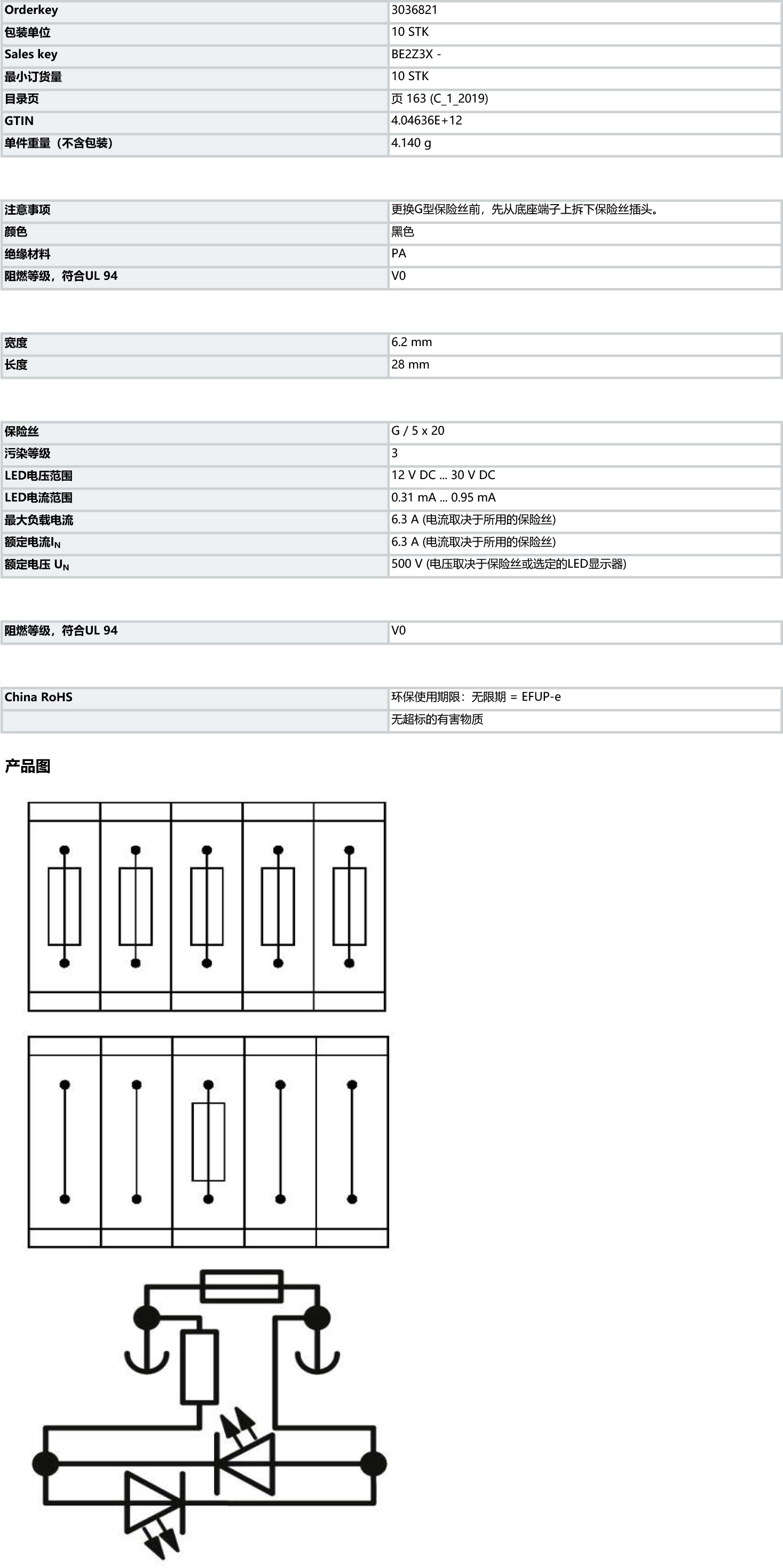 菲尼克斯 PHOENIX CONTACT 接線端子 適用于過程控制行業(yè)的接線端子 保險絲插頭 - P-FU 5X20 LED 24-EX - 3036821.jpg